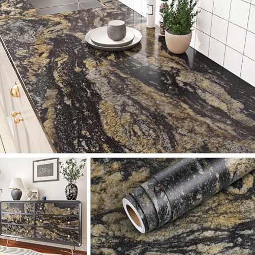 Papel de contacto de granito autoadhesivo, vinilo impermeable resistente al calor para muebles 2