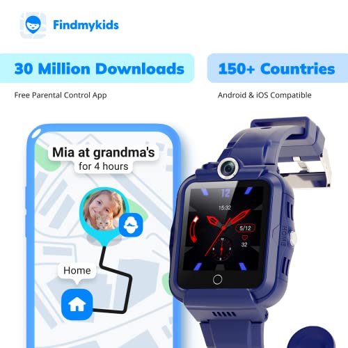 Pingo Track 4G Smart Watch For Kids Girls Boys - Kids Watch Phone With Gps Tracker, Hd Camera, Sos, Wifi, Pedometer, Audio And Video Calling, Text - Smartwatch Children, T-Mobile Sim Only Blue #TOP3