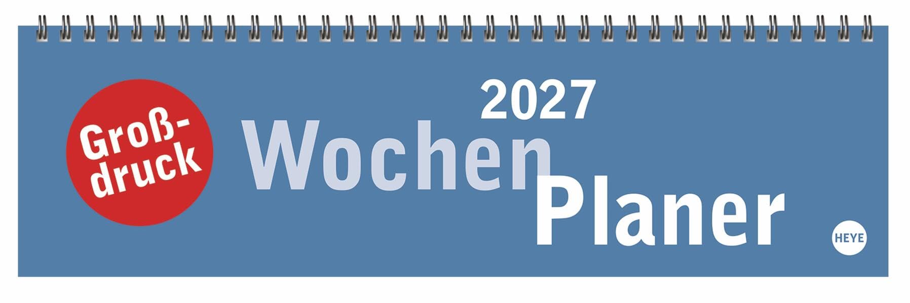 Großdruck Wochenquerplaner 2027: Praktischer Tischquerkalender mit extra großer Schrift. Schlichter Tischkalender 2027 fürs Büro. Wochenplaner für den Schreibtisch.