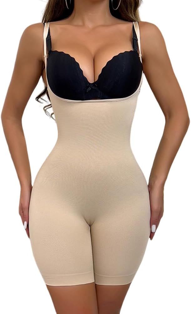 Women's Shapewear Bodysuits Open Bust Tummy Control Body Shaper Mid-Thigh Bodysuit Shorts Seamless Shapewear,SY87033