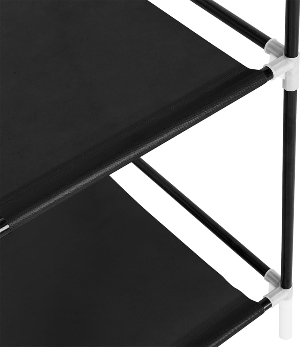 Portable Closet, Wardrobe Closet Organizer with Cover, Portable Closet with Zipper, 59x17.7x69 Inches, with 2 Hanging Rods and 9 Storage Shelves, Spacious Large-Capacity Storage Space, Black