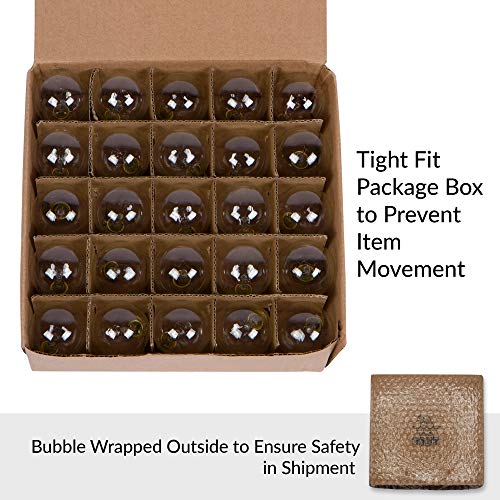 Simba Lighting String Light Outdoor Globe G40 Replacement Bulb 5W E12 Candelabra Base C7 Socket For Patio, Café, Pergola, Porch, Clear Glass, 5 Watt 110V 120V, 2700K Warm White, Dimmable, 25 Pack #TOP7