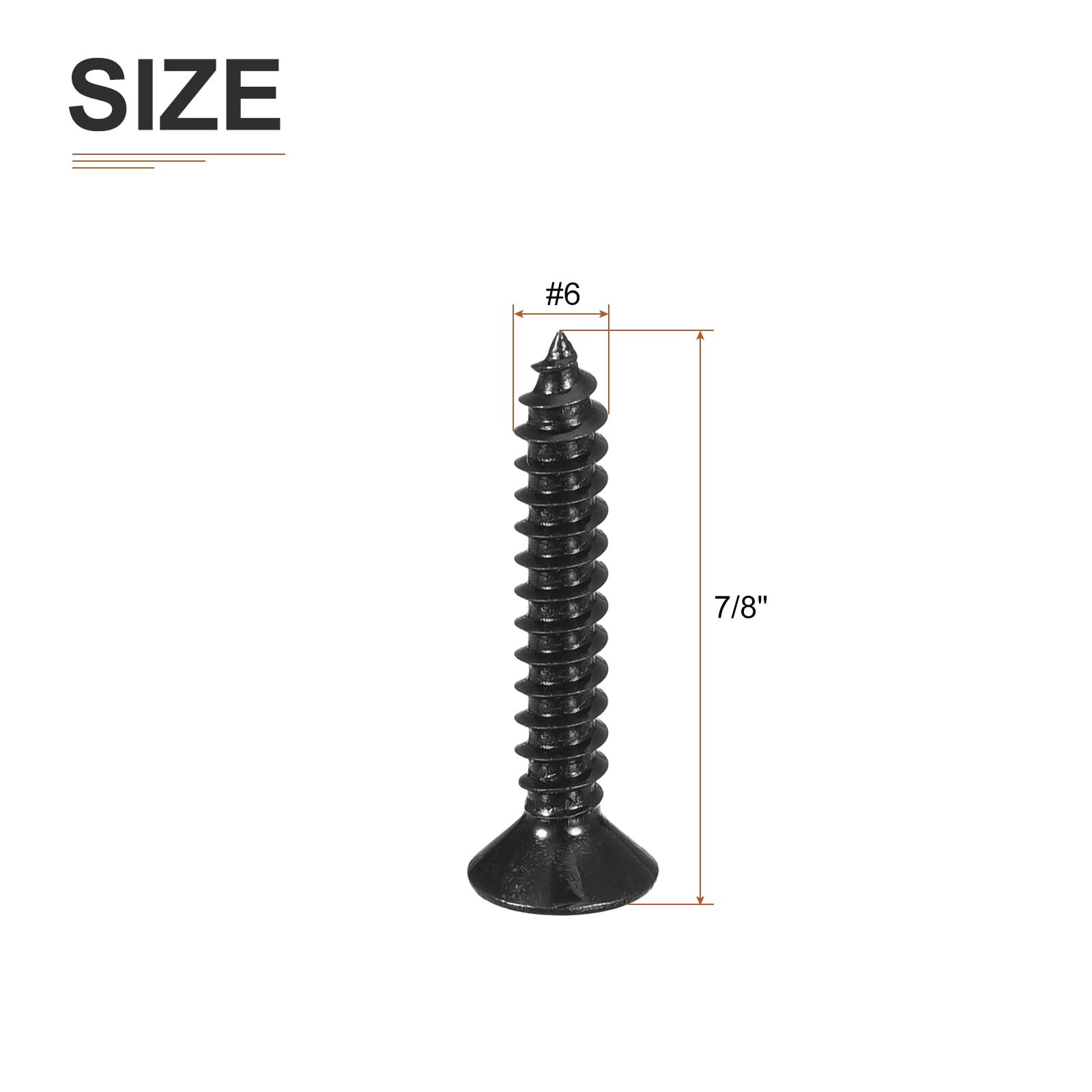 DTGN 100Pcs #6x7/8" Flat Head Wood Screws, 304 Stainless Steel Phillips Self Tapping Screws - Good for Woodworking Furniture - Black - Image 2