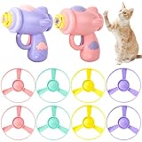 10 Pieces Cat Fetch Toy, Flying Cat Toy with Colorful Flying Propellers Set, Cat Puzzle Toy for Indo