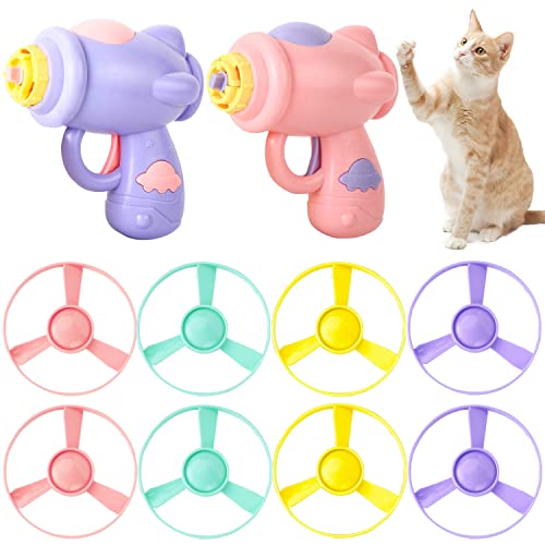 10 Pieces Cat Fetch Toy, Flying Cat Toy With Colorful Flying Propellers Set, Cat Puzzle Toy For Indoor Cat Playing Tracking Interactive Toys For Kitten Chasing Training Hunting (Pink And Purple) #TOP22