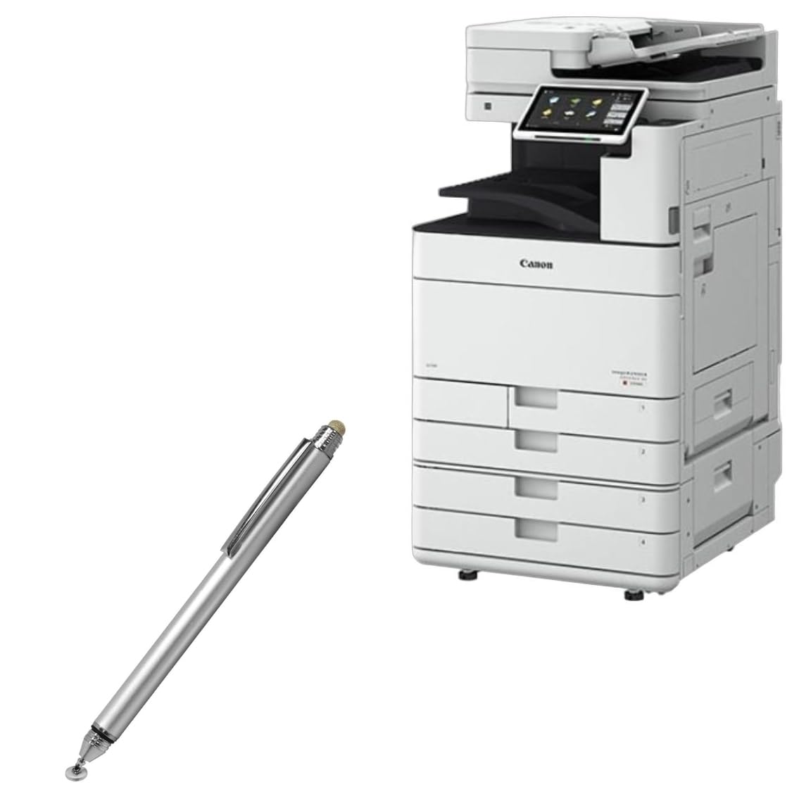 BoxWave Stylus Pen Compatible with Canon imageRUNNER Advance DX C3930i - DualTip Capacitive Stylus, Fiber Tip Disc Tip Capacitive Stylus Pen - Metallic Silver