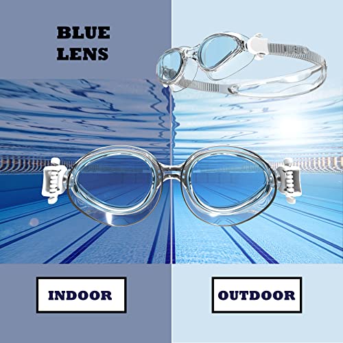 Whale Unisex-Adult Swim Goggles,Anti-Fog Swimming Goggles No Leaking For Men Women Youth, Clear Frame/Blue Lens #TOP1