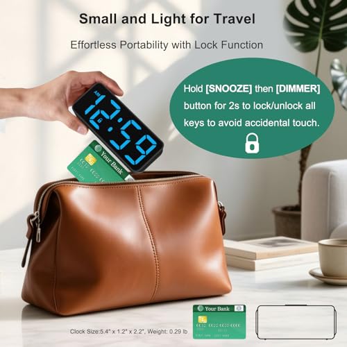 Image of Peakeep Small Mini Digital Alarm Clock Battery Operated for Bedroom Travel, 1.65 inch Numbers Large Display Cordless Clock for Beside Seniors Elderly, Auto Manual Dimmers, 5 Levels Volume