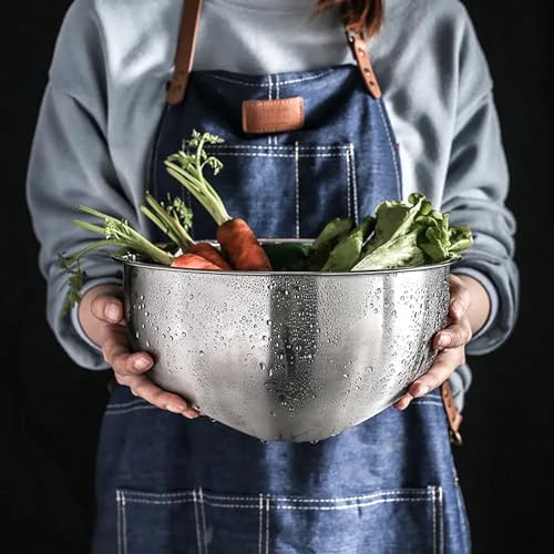 Image of KRESHU Stainless Steel 304 Food Grade 3-in-1 Bowls Vegetables Rice Washer with Side Drain Bowls Colander Strainer Basket Ideal for Kitchen Tools Vegetables, Rice, Fruits (26cm, Silver)