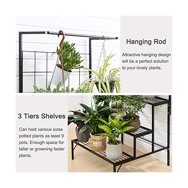 Metal 3-Tier Hanging Plant Stand Planter Shelves Flower Pot Organizer Rack Display Shelving Plants Shelf Unit Holder - Image 4