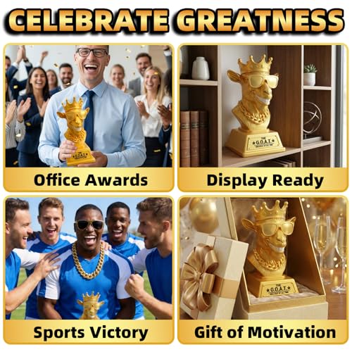 Freetoes The Goat Trophy Award,Fantasy Football Winner Trophy,G.O.A.T Greatest of All Time Funny Trophies for Adults,Large Goat Decor Awards and Trophies Gift for Office MVP,Employee,Boss & Coworker by Freetoes - Image 7