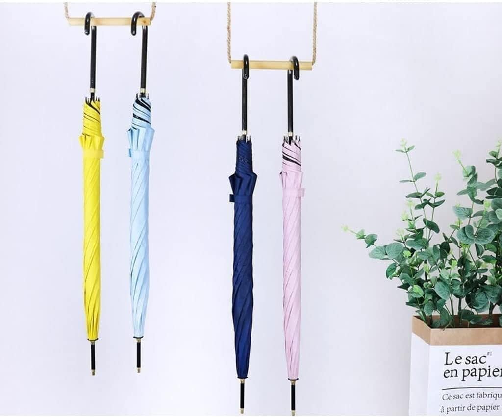 Windproof Umbrella Strong Umbrellas Umbrella Retro Large Canopy Stick Umbrella Solid Color Windproof Rain And Sun Cane Umbrella Umbrellas for Rain (Color : Yellow)