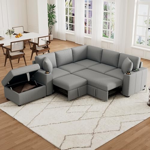 Merax 5 Seat Modular Sectional Sofa Pull Out Sofa Bed
