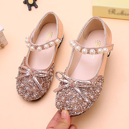 IWIHMIV Girls Dress Shoes Comfortable Mary Jane Shoes for Girl Ballet Low Heels Back to School Princess Wedding Shoes 5