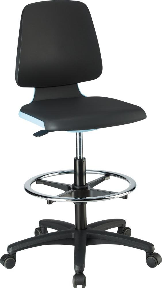 Interstuhl bimos Arbeitsstuhl Labsit 4, K-Leder blau Sitzhöhe 560-810 mm
