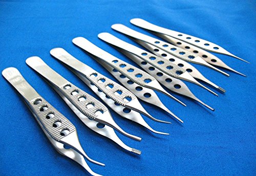 7 PCS Assorted HIGH Grade ADSON Dressing + Tissue + Brown Forceps PACIFATED with FENESTRATED Handle (HTI Brand)