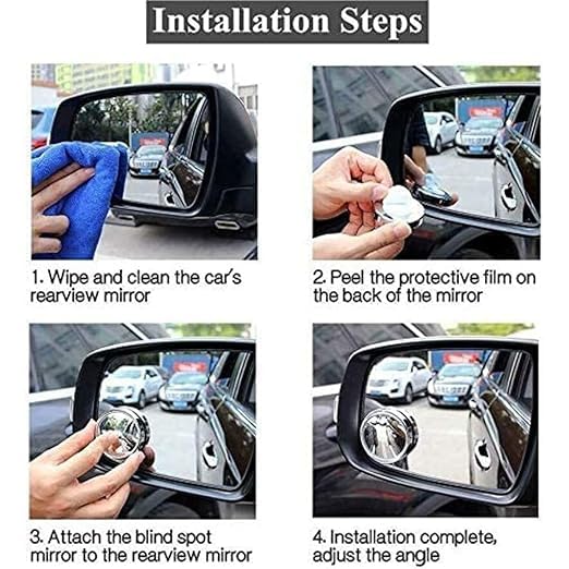 Image of 360 Rotatable HD Blind Spot Mirror (2 Pcs) - Convex Wide-Angle Car Side Mirror with 3M Adhesive, Waterproof & Rustproof, Universal Fit for Cars, SUVs & Trucks (Pack Of 2)