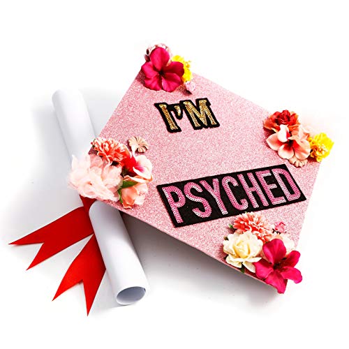GradWYSE Handmade Graduation Cap Topper Graduation Gifts Graduation Cap Decorations, I m Psyched Pink