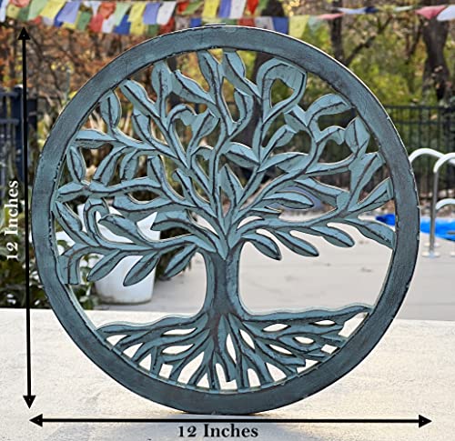 Dharmaobjects Handcrafted Wooden Tree Of Life Wall Decor Hanging Art (Turquoise) #TOP2