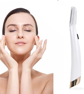 Dermaplaning Hair Remover, LED Face Exfoliator, Lady Shaver with 6 Replacement Heads and Safety Protection, Ideal for Facial Hair Removal and Skin Smoothing (As Shown)