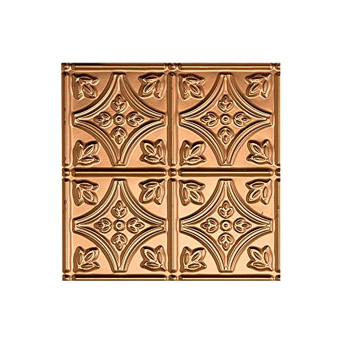 FASÄDE Traditional Style/Pattern 1 Decorative Vinyl Glue Up Ceiling Panel in Polished Copper (12X12 Inch Sample)