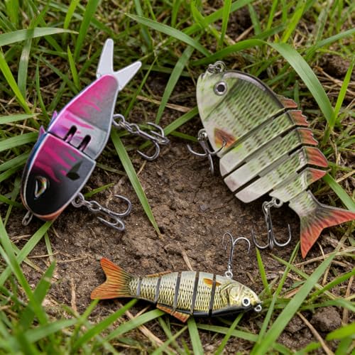 CHSMONB Fishing Lures for Freshwater and Saltwater, Lifelike Slow Sinking Bass Lures Multi-Jointed Swimbait for Bass Trout Crappie Walleye Pike, Must-Have Fishing Gear for Family Fishing Gear (5 Pcs) - image 7