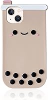 Vista 1 de Yatchen Fundas Kawaii para iPhone 7 Plus/8 Plus, lindo diseño de dibujos animados 3D Boba Milk Tea Funda de silicona suave divertida con perlas