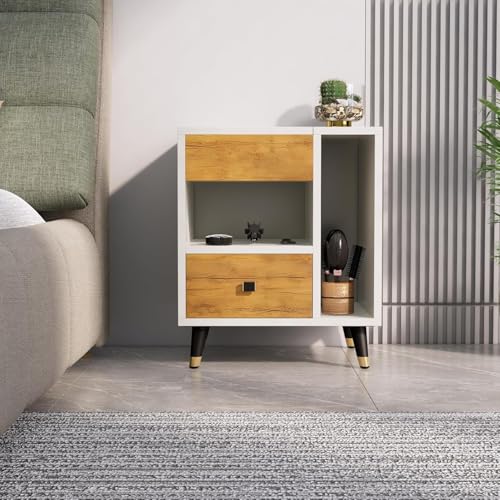 Image of Bniture Engineered Wood Dressing Table with 1 Drawer, Mirror and Huge Storage Space | Vanity for Living Room, Bedroom (Frosty White & Giant Wood)