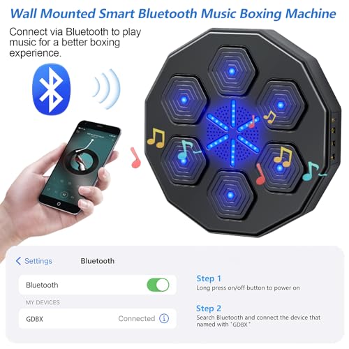 BOLUPO Music Boxing Machine, Boxing Machine Wall Mounted, Musical Boxing Machine with Gloves, Boxing Machine Wall Mounted Music, Smart Boxing Music Boxing Machine for Home, Gym, Gift for Father's Day - Thumbnail 2