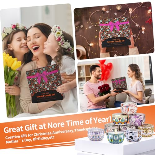 Duftkerzen Geschenkset für Frauen,9x70g Duftkerzen Set, Sojawachs Kerzen in Dose Kleine Geschenkset für Mama, Brenndauer bis zu 135h für Muttertag, Weihnachten, Geburtstag, Bad, Yoga, Entspannung