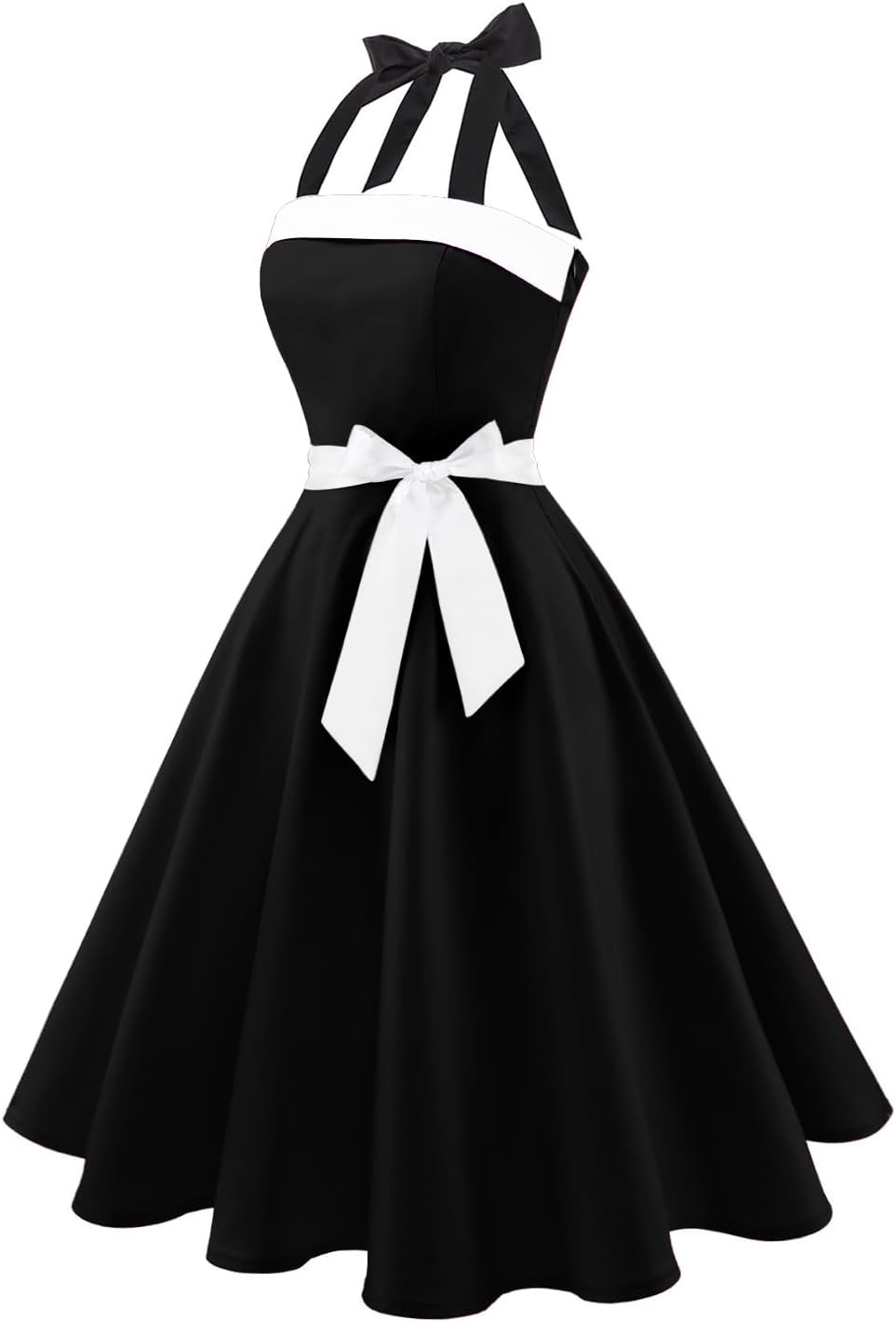 Vintage Dress for Women 1950s Halter Retro Cocktail Dresses Audrey Hepburn Style Rockabilly Swing Dress - Image 4