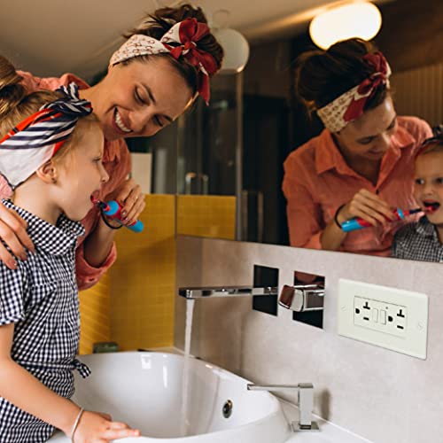 Faith 20A Gfci Outlet, Non-Tamper-Resistant Gfi Duplex Receptacles With Led Indicator, Self-Test Ground Fault Circuit Interrupter With Wall Plate, Etl Listed, Light Almond #TOP7