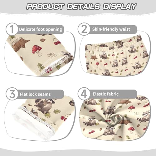 Brown Bear with Cherry Girls Leggings Athletic Pants Tights Stretch Bottom3