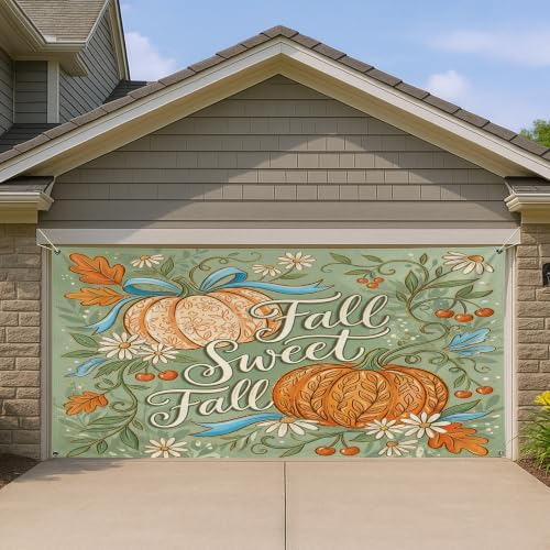 Decoración de otoño para puerta de garaje Fall Sweet Fall grande exterior de 157 x 71 2
