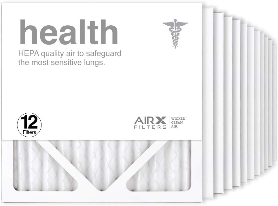 AIRx Air Filter MERV 13 Pleated HVAC AC Furnace Air Filter, Health 12-Pack, Made in the USA - 16x25x1 Furnace Filter