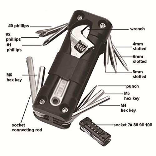 Kit di Attrezzi Multifunzione per Biciclette Set di Strumenti Set di Attrezzi per Riparazione Pneumatici Multiuso con Catena per cacciavite Accessori per Bici da Strada MTB