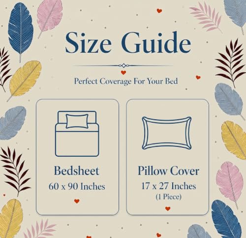 Image of BSB HOME 210 TC Cotton Feel Single Bedsheet with 1 Pillow Cover, Soft & Breathable Floral Printed Bed Sheet, Fade Resistant, Bedding for Home & Bedroom, 60 x 90 Inches (152 x 229 cm) (Alabaster)