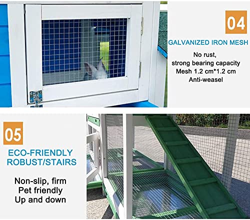 ACIYD Hühnerstall Villa Geflügelstall Kaninchenstall, Kaninchenhütte im Freien, hölzerne große Hasenkäfig, Hühnchen… – Bild 6