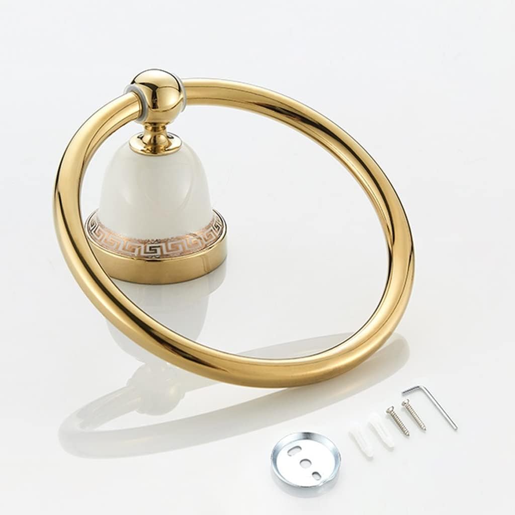 LSLYTQ Towel Rings, Bathroom Towel Ring, Brushed Towel Holder, Towel Rack, Ceramic Base Wall Mounted Bathroom Accessories