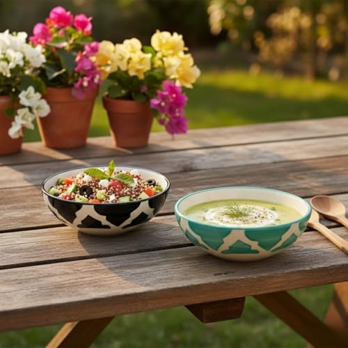 Image of Ceramic Cute Small Bowl for Rice Soup Salad Snack Condiment, Microwave and Dishwasher Safe Light, Easy to Handle, and Clean - Perfect for Family Or Small Gatherings (Random, Set of 6)