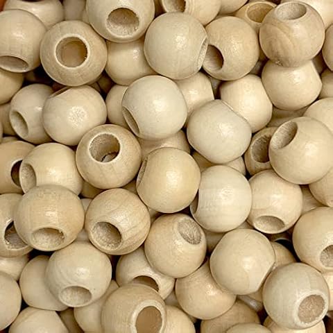 200 Pcs, Wooden Beads 12 mm Macrame Beads for 4 or 5mm Cord, Jewelry Making, Garlands, Parachord Beads by CraftySticks (12mmNATURAL) Cover