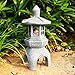 MIBUNG 13''H Zen Pagoda Lantern Garden Statue with Solar Lotus Lights, Large Japanese Temple Asian Pagoda Lamp Outdoor Decor, Patio Lawn Yard Pool Pond Porch Home Decorations, Christmas Ornament Gift