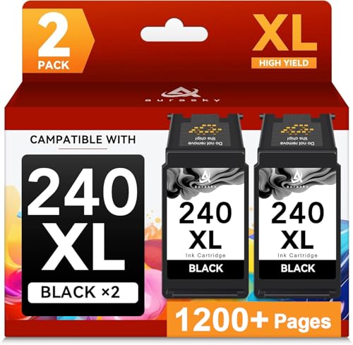 Image of PG-240XL 240XL Black Ink Cartridge Compatible for Canon 240XL 240 XL PG-240 PG-240XL 240 Ink for PIXMA MG3620 MG3600 TS5120 TS5100 MG3220 MG3520 MX472 Printer (2 Black)