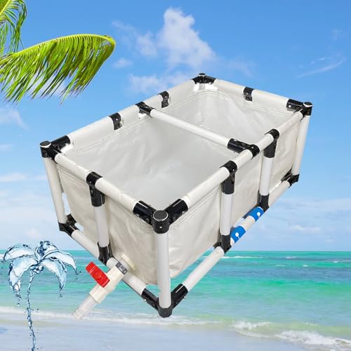 Pounjsd Piscinas Simples para Estanque, Piscinas Desmontables Rectangulares, 2×1.2m Tanque De Agua De Acuicultura, Piscina Desmontable, Estanque De Peces De Lona con Soporte para Estanque