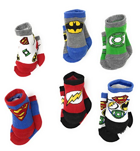 DC Comics Baby Boys' Justice League 6 Pack Socks (0-6M)