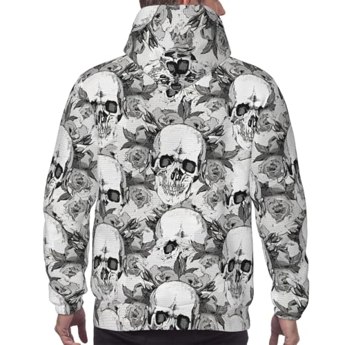 Sweat à capuche tendance imprimé squelette avec doublure chaude - 6