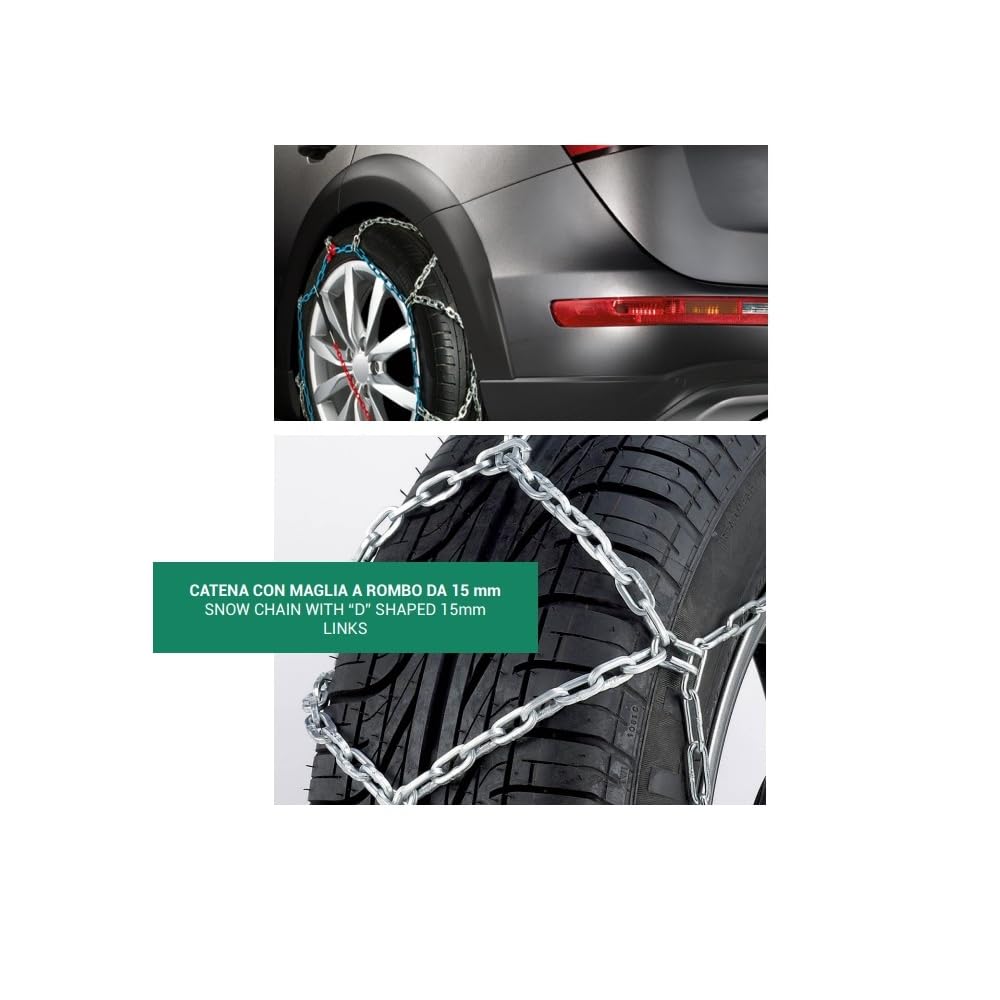 CATENE DA NEVE AUTO SUV FURGONI E CAMPER PNEUMATICO 700R15 CATENA DA 15MM COPPIA DI CATENE DA NEVE PER RUOTE GOMME DI AUTOMOBILI 2 PEZZI OMOLOGATE SU STRADA PER NEVE E GHIACCIO
