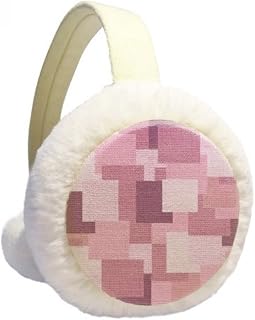 Tecido de malha de linho roxo quadrado mosaico inverno aquecedor de orelhas de lã peluda para ambientes externos