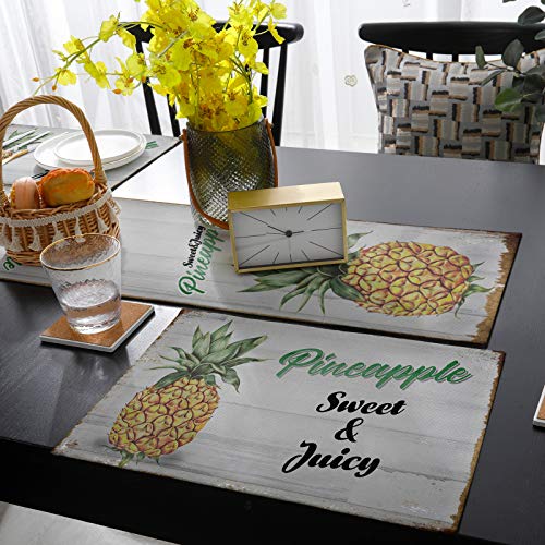 Libaoge 6 Placemats With Matching Table Runner 70 Inches Long Pineapple Burlap Farmhouse Table Runner And Placemats Set For Kitchen Dining Table Wedding Party Holiday Dinner #TOP3