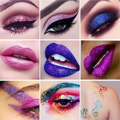 DE'LANCI Glitter Eyeshadow Palette, Pressed Chunky Metallic Eye Glitter, Highly Pigmented Shimmer Eyeshadow 24 Color, Sparkle Eyeshadow Pallet for Women and Girls, Christmas Eye Shadows Cruelty Free